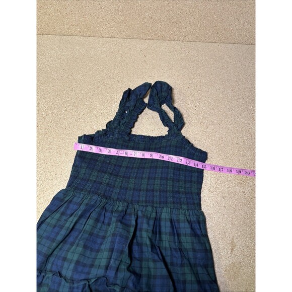J Crew Women's Blackwatch Plaid Smocked Tiered Midi Dress Size M Blue Green D3 - Picture 5 of 6